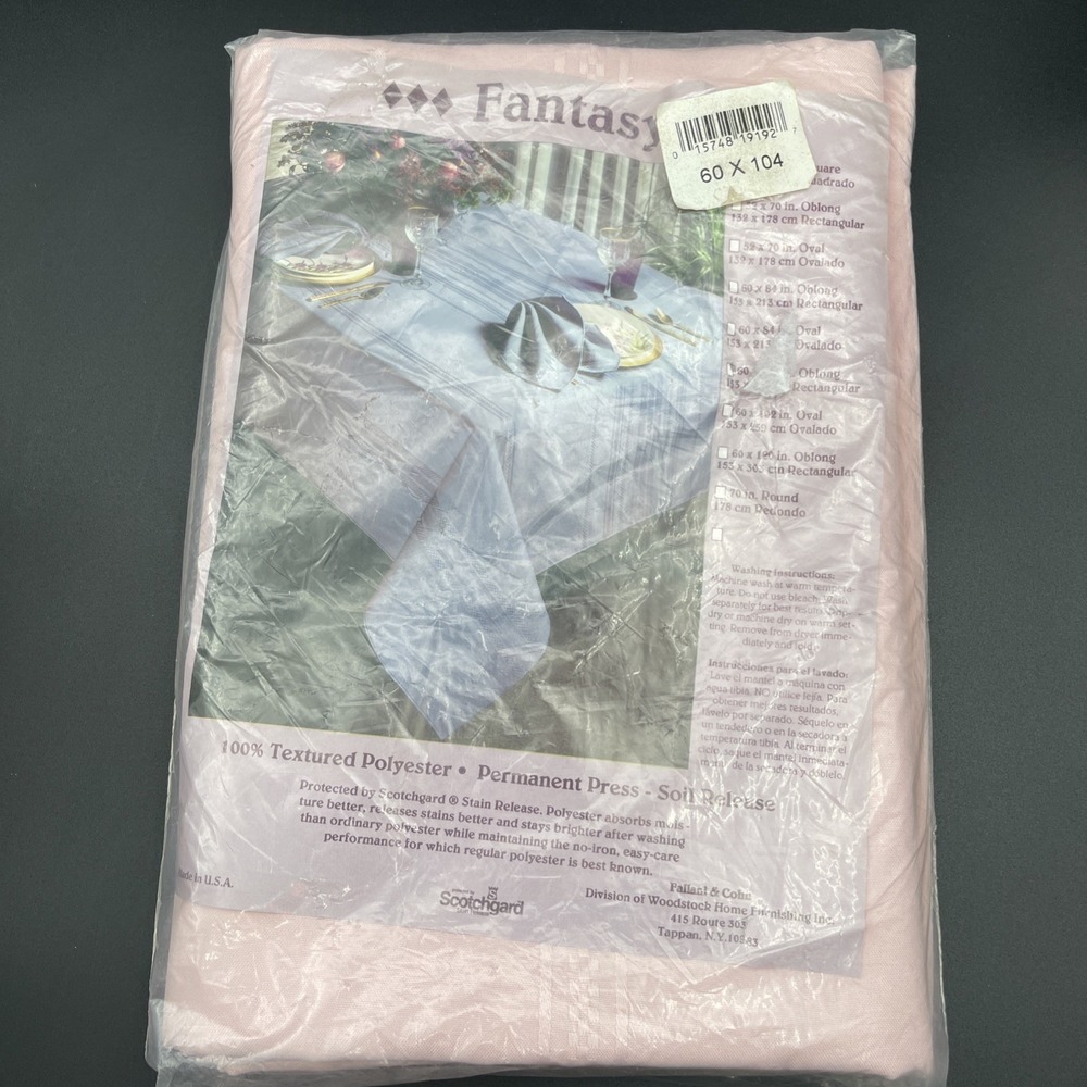 Fantasy Tablecloth 60x104 Oblong Pink Polyester Scotchgard New Sealed
